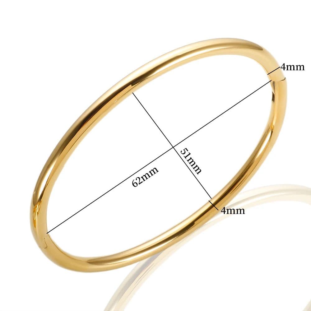image-Stainless Steel Gold Color Thick Tube Open Bangle For Women Girl Hiphop Cuff Bracelet Jewelry
