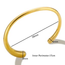 image-Stainless Steel Gold Color Thick Tube Open Bangle For Women Girl Hiphop Cuff Bracelet Jewelry