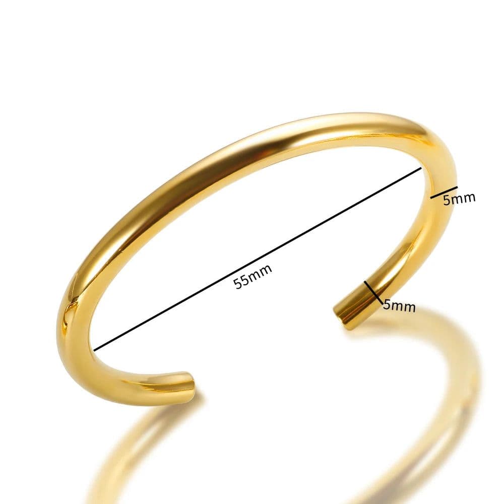 image-Stainless Steel Gold Color Thick Tube Open Bangle For Women Girl Hiphop Cuff Bracelet Jewelry