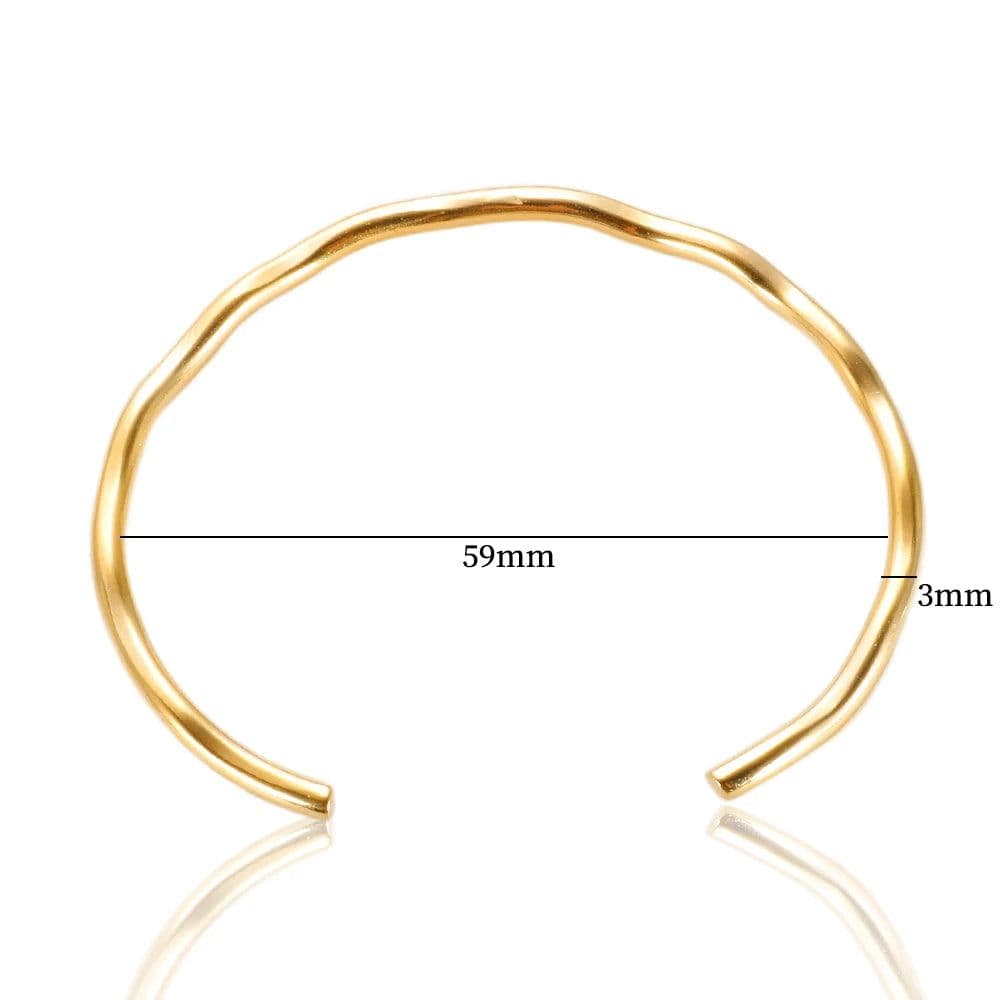 image-Stainless Steel Gold Color Thick Tube Open Bangle For Women Girl Hiphop Cuff Bracelet Jewelry