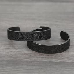 image-Black Stainless Steel Viking Rune Bracelets For Men Women Retro Viking Tree of Life Bracelet Biker Fashion Jewelry Amulet Gift