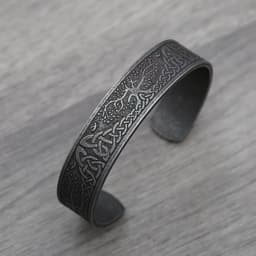 image-Black Stainless Steel Viking Rune Bracelets For Men Women Retro Viking Tree of Life Bracelet Biker Fashion Jewelry Amulet Gift