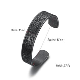 image-Black Stainless Steel Viking Rune Bracelets For Men Women Retro Viking Tree of Life Bracelet Biker Fashion Jewelry Amulet Gift