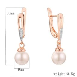image-FJ Women Beauty 585 Rose Mixed White Gold Color Simulated Pearl Jewelry Cubic Zircon Flowers Drop Earrings