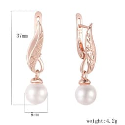 image-FJ Women Beauty 585 Rose Mixed White Gold Color Simulated Pearl Jewelry Cubic Zircon Flowers Drop Earrings