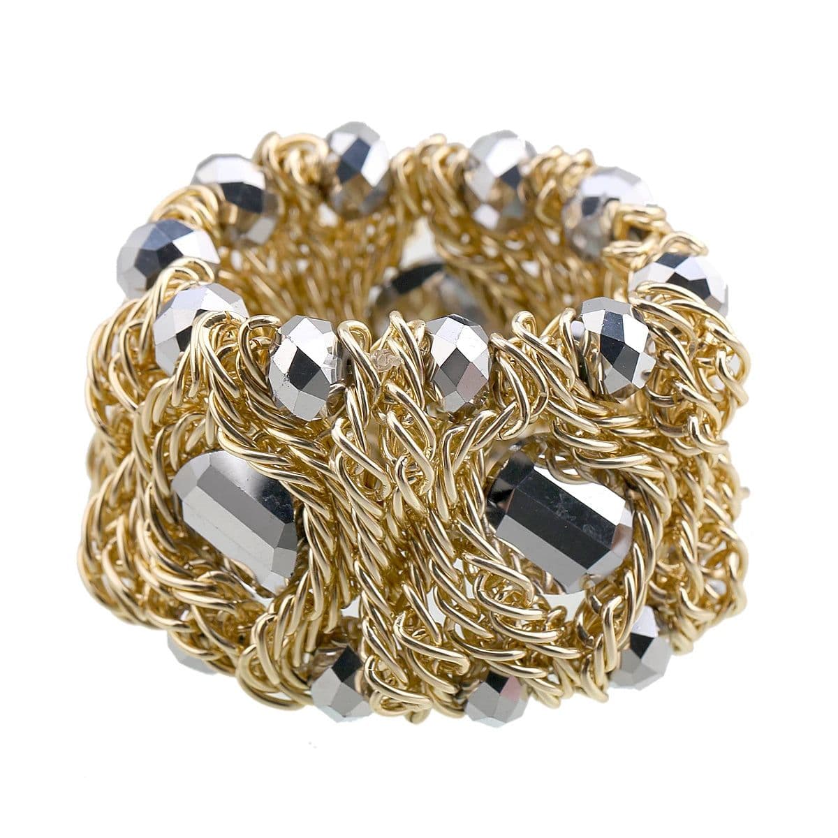 image-KAYMEN Fashion Crystal Bracelet Elastic Bangle for Women Handmade Bohemian Statement Charm Bracelet Cocktail Party Jewelry
