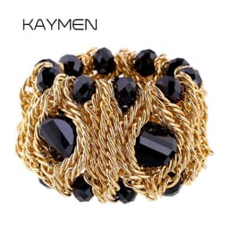image-KAYMEN Fashion Crystal Bracelet Elastic Bangle for Women Handmade Bohemian Statement Charm Bracelet Cocktail Party Jewelry