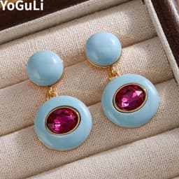 image-Fashion Jewelry Vintage Temperament Purple Blue Earrings For Women Accessories Gifts