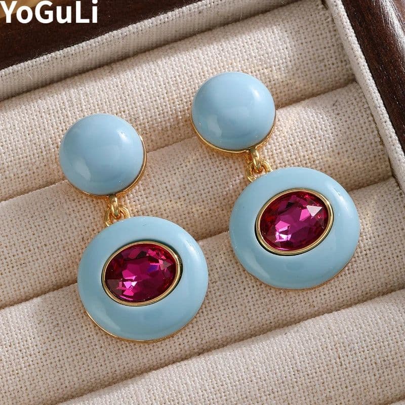 image-Fashion Jewelry Vintage Temperament Purple Blue Earrings For Women Accessories Gifts