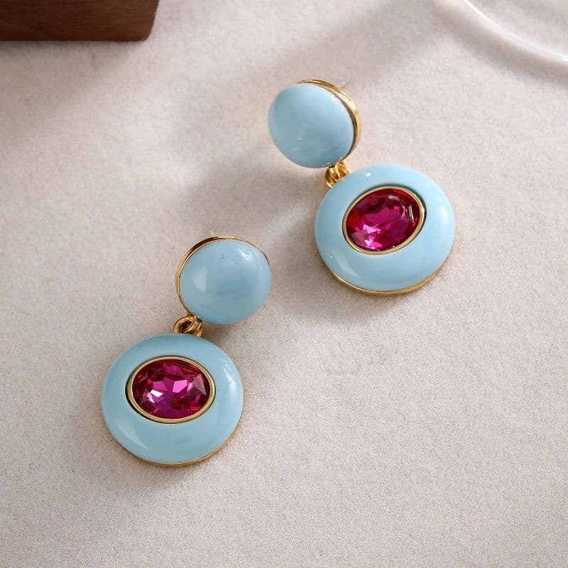 image-Fashion Jewelry Vintage Temperament Purple Blue Earrings For Women Accessories Gifts