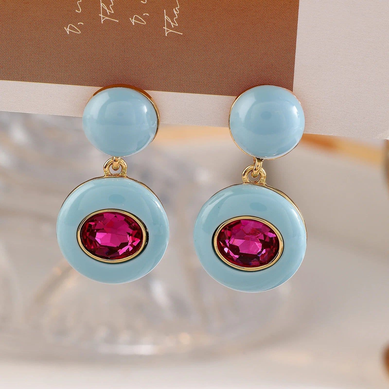 image-Fashion Jewelry Vintage Temperament Purple Blue Earrings For Women Accessories Gifts