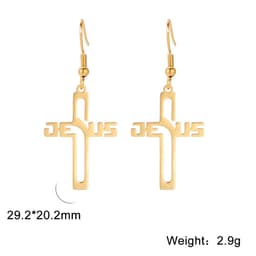 image-Cazador Christian Jesus Cross Dangle Earring for Women Girl Stainless Steel Jewelry Drop Earrings Mother Day Mother Gift