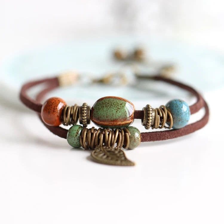 image-National Wind Restoring Ancient Ways Is The High Temperature Glaze Ceramic Handmade Trinkets Women's Fashion Bracelets #1077