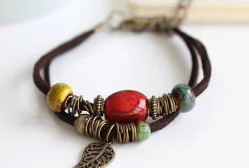 image-National Wind Restoring Ancient Ways Is The High Temperature Glaze Ceramic Handmade Trinkets Women's Fashion Bracelets #1077