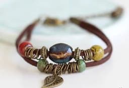 image-National Wind Restoring Ancient Ways Is The High Temperature Glaze Ceramic Handmade Trinkets Women's Fashion Bracelets #1077