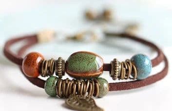 image-National Wind Restoring Ancient Ways Is The High Temperature Glaze Ceramic Handmade Trinkets Women's Fashion Bracelets #1077