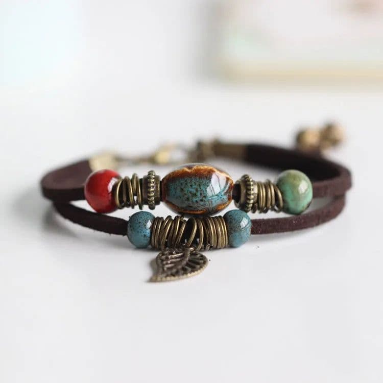 image-National Wind Restoring Ancient Ways Is The High Temperature Glaze Ceramic Handmade Trinkets Women's Fashion Bracelets #1077
