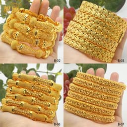 image-XUHUANG African Gold Color Bangles For Women Indian Middle Eastern Nigerian Wedding Luxury Plated Jewellery Brazilian Bangles