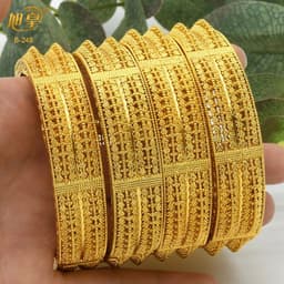image-XUHUANG African Gold Color Bangles For Women Indian Middle Eastern Nigerian Wedding Luxury Plated Jewellery Brazilian Bangles