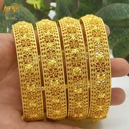 image-XUHUANG African Gold Color Bangles For Women Indian Middle Eastern Nigerian Wedding Luxury Plated Jewellery Brazilian Bangles