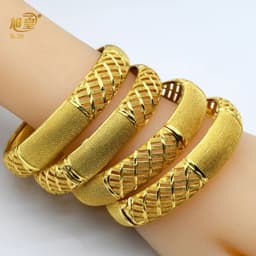 image-XUHUANG African Gold Color Bangles For Women Indian Middle Eastern Nigerian Wedding Luxury Plated Jewellery Brazilian Bangles