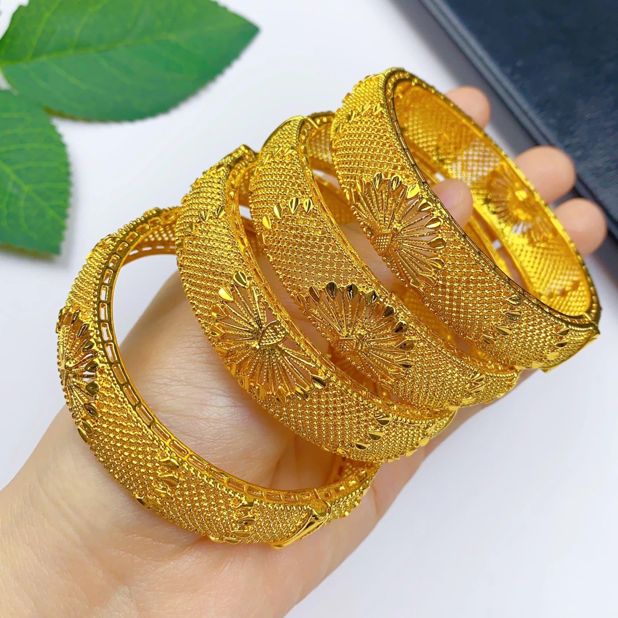 image-XUHUANG African Gold Color Bangles For Women Indian Middle Eastern Nigerian Wedding Luxury Plated Jewellery Brazilian Bangles