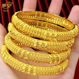 image-XUHUANG African Gold Color Bangles For Women Indian Middle Eastern Nigerian Wedding Luxury Plated Jewellery Brazilian Bangles
