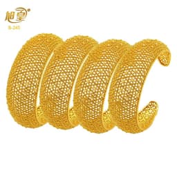 image-XUHUANG African Gold Color Bangles For Women Indian Middle Eastern Nigerian Wedding Luxury Plated Jewellery Brazilian Bangles