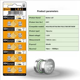 image-5-50Pcs High Capacity LR41 Alkaline Batteries AG3 L736 392 384 192 Premium 1.5V Button Coin Cell Batteries for Medical devices