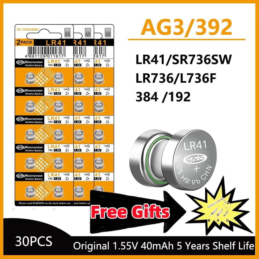 image-5-50Pcs High Capacity LR41 Alkaline Batteries AG3 L736 392 384 192 Premium 1.5V Button Coin Cell Batteries for Medical devices
