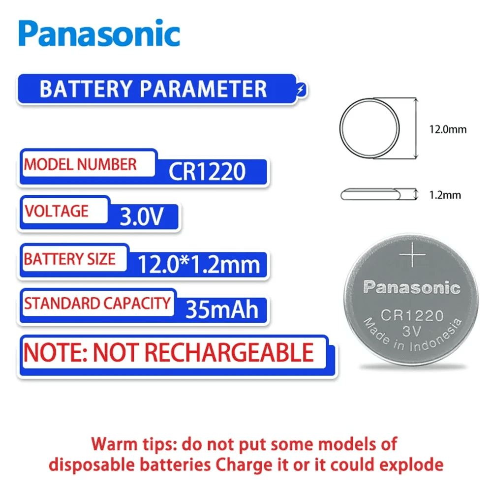 image-2PCS-50PCSPanasonic 3V CR1220 ECR1220 DLCR1220 Button Batteries Cell Coin Lithium Battery For Watch Electronic Toy Calculators