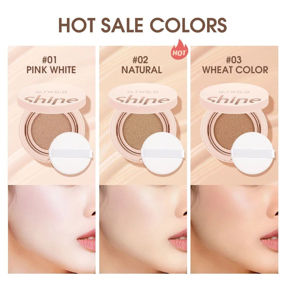 image-O.TWO.O Air Cushion BB Cream 3 Colors Fuller Coverage Waterproof Long-lasting Concealer Cushion Compact With Puff Face Makeup