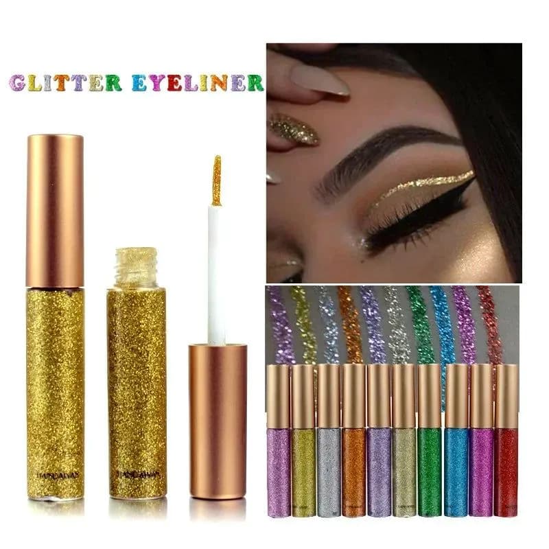 image-10 Colors White Gold Glitter Eyeshadow For Easy to Wear Waterproof Liquid Sequin Eyeliner pen Beauty Eye Liner Makeup tool