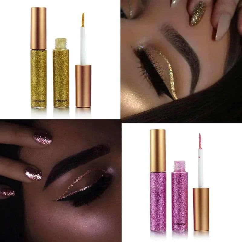 image-10 Colors White Gold Glitter Eyeshadow For Easy to Wear Waterproof Liquid Sequin Eyeliner pen Beauty Eye Liner Makeup tool