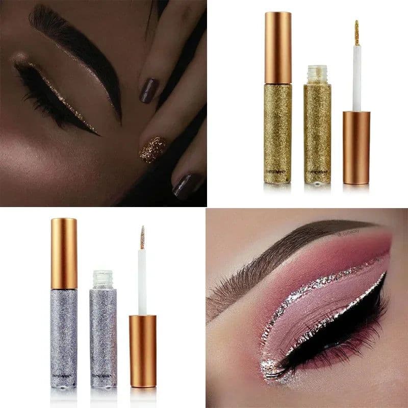 image-10 Colors White Gold Glitter Eyeshadow For Easy to Wear Waterproof Liquid Sequin Eyeliner pen Beauty Eye Liner Makeup tool