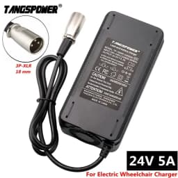 image-24V 5A Lead Acid Battery Charger For 28.8V Electric Wheelchair golf cart lead-acid Charger 3-Pin XLR Connector Fast charging
