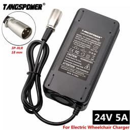 image-24V 5A Lead Acid Battery Charger For 28.8V Electric Wheelchair golf cart lead-acid Charger 3-Pin XLR Connector Fast charging