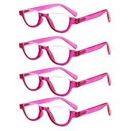 image-Boncamor Half Frame Round Reading Glasses for Women Spring Hinge High Quality HD Lenses Lightweight Prescription Eyewear 0-+6.0