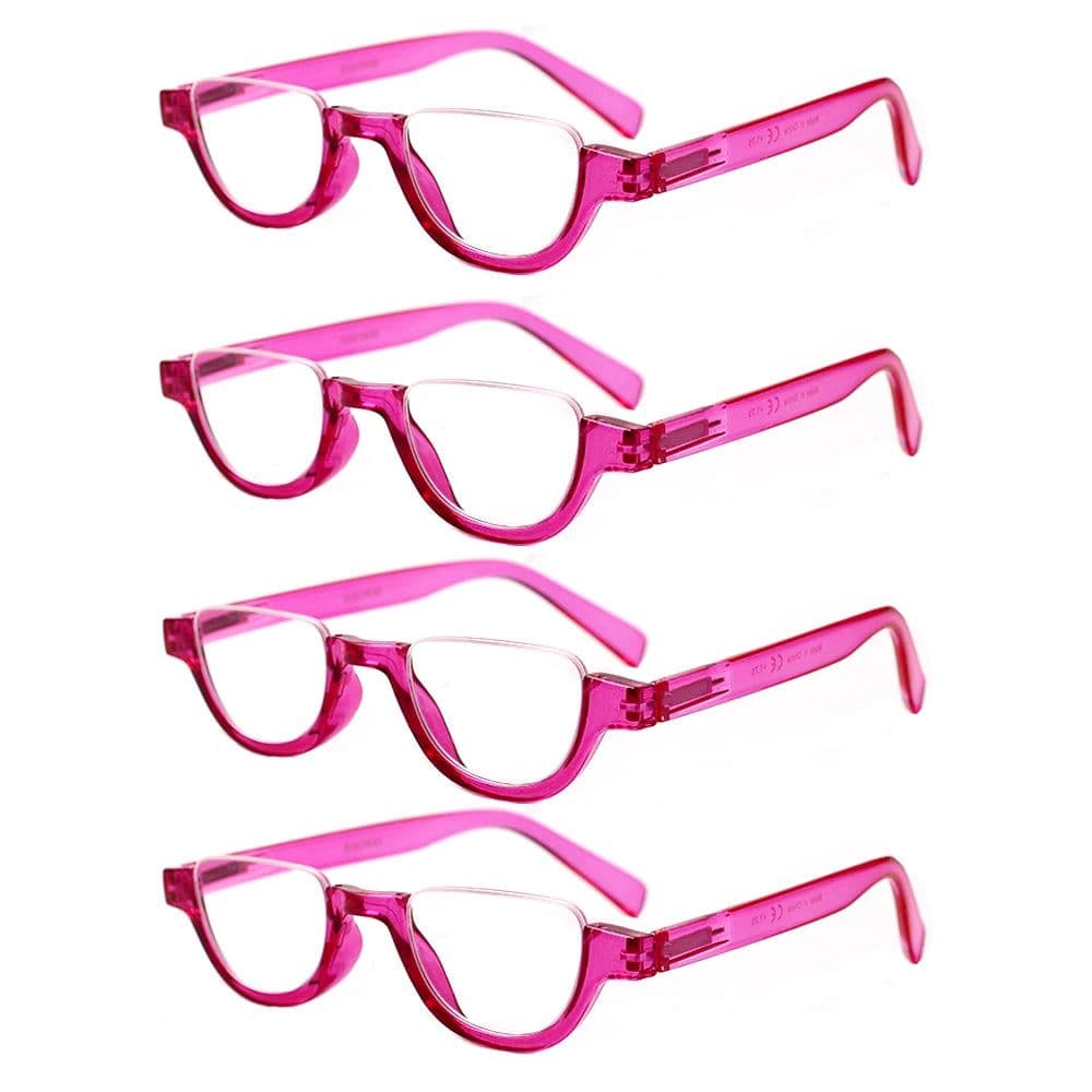 image-Boncamor Half Frame Round Reading Glasses for Women Spring Hinge High Quality HD Lenses Lightweight Prescription Eyewear 0-+6.0