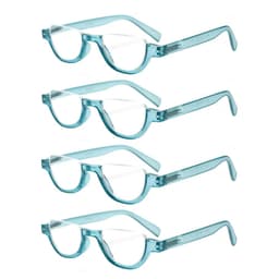 image-Boncamor Half Frame Round Reading Glasses for Women Spring Hinge High Quality HD Lenses Lightweight Prescription Eyewear 0-+6.0