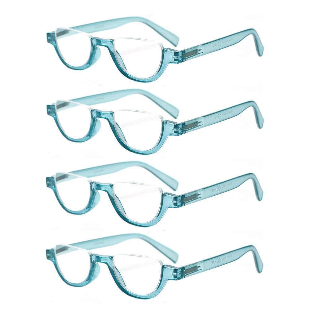 image-Boncamor Half Frame Round Reading Glasses for Women Spring Hinge High Quality HD Lenses Lightweight Prescription Eyewear 0-+6.0