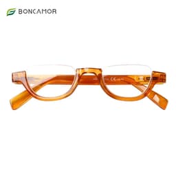 image-Boncamor Half Frame Round Reading Glasses for Women Spring Hinge High Quality HD Lenses Lightweight Prescription Eyewear 0-+6.0