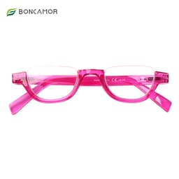 image-Boncamor Half Frame Round Reading Glasses for Women Spring Hinge High Quality HD Lenses Lightweight Prescription Eyewear 0-+6.0