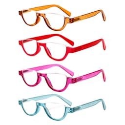image-Boncamor Half Frame Round Reading Glasses for Women Spring Hinge High Quality HD Lenses Lightweight Prescription Eyewear 0-+6.0