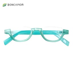 image-Boncamor Half Frame Round Reading Glasses for Women Spring Hinge High Quality HD Lenses Lightweight Prescription Eyewear 0-+6.0