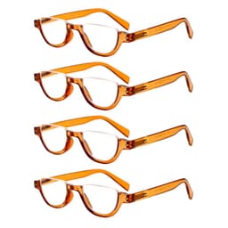 image-Boncamor Half Frame Round Reading Glasses for Women Spring Hinge High Quality HD Lenses Lightweight Prescription Eyewear 0-+6.0