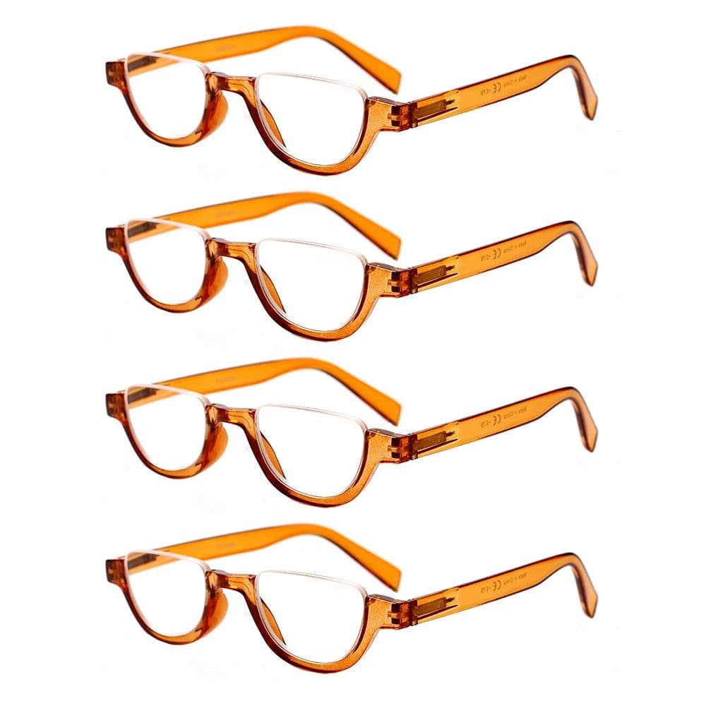image-Boncamor Half Frame Round Reading Glasses for Women Spring Hinge High Quality HD Lenses Lightweight Prescription Eyewear 0-+6.0