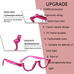 image-Boncamor Half Frame Round Reading Glasses for Women Spring Hinge High Quality HD Lenses Lightweight Prescription Eyewear 0-+6.0