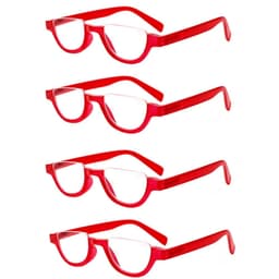 image-Boncamor Half Frame Round Reading Glasses for Women Spring Hinge High Quality HD Lenses Lightweight Prescription Eyewear 0-+6.0