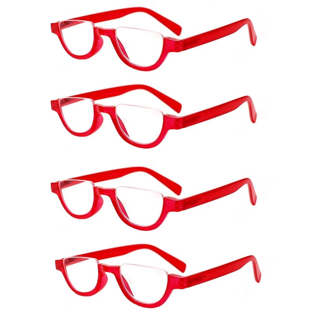 image-Boncamor Half Frame Round Reading Glasses for Women Spring Hinge High Quality HD Lenses Lightweight Prescription Eyewear 0-+6.0